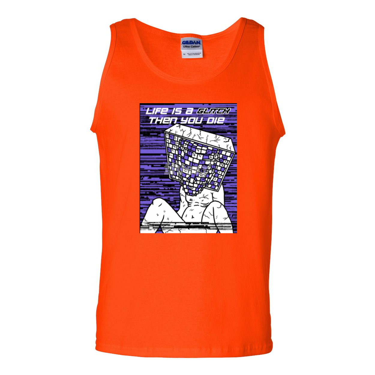 Men's Ultra Cotton Tank Top featuring the phrase 'Life Is A Glitch Then You Die' in a stylish design.