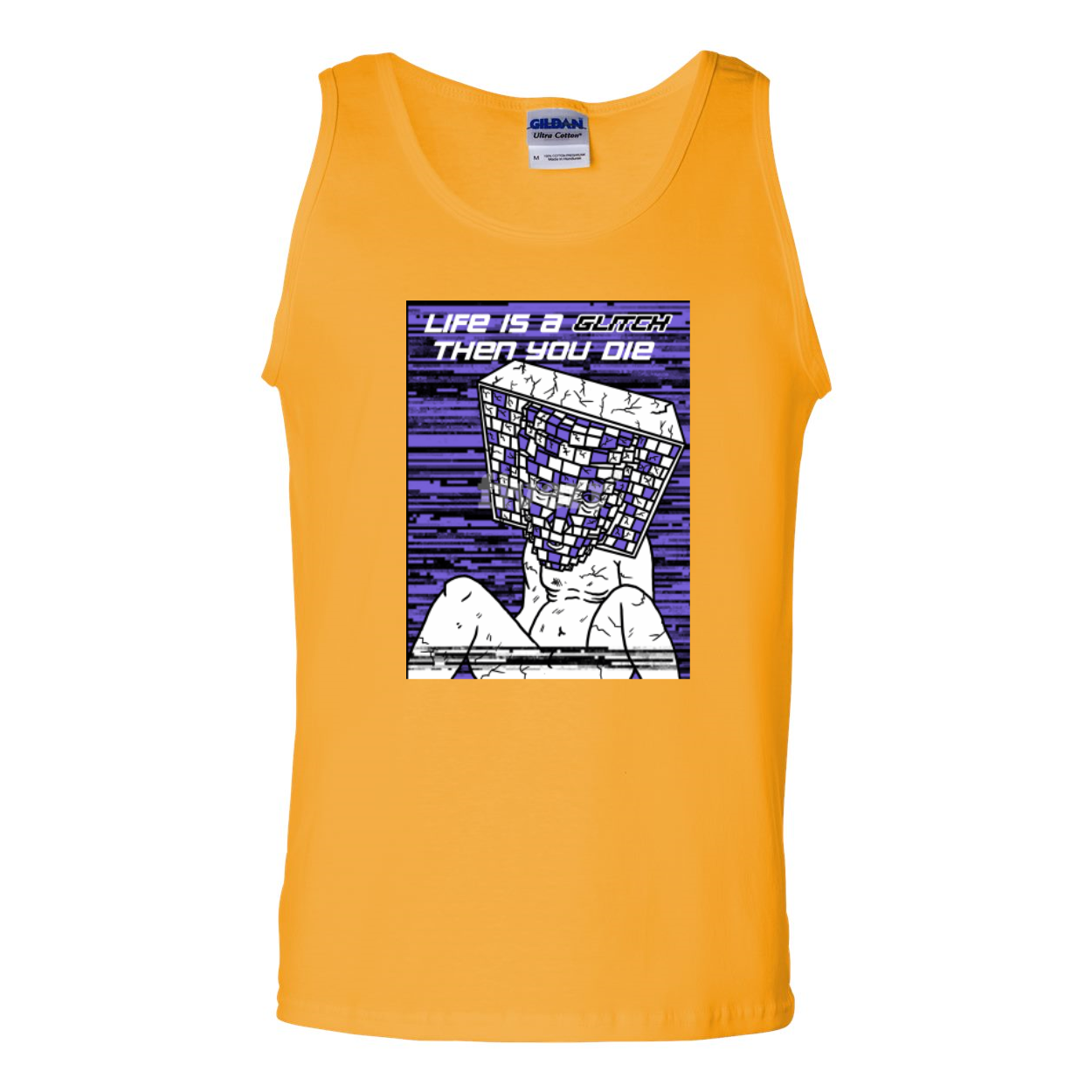 Men's Ultra Cotton Tank Top featuring the phrase 'Life Is A Glitch Then You Die' in a stylish design.