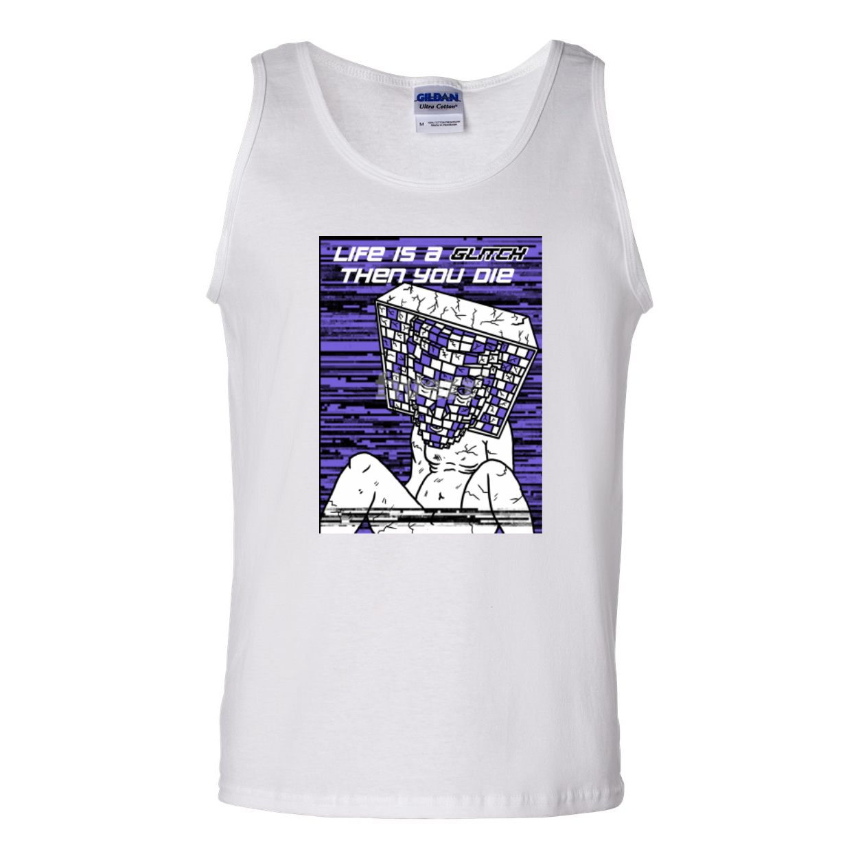 Men's Ultra Cotton Tank Top featuring the phrase 'Life Is A Glitch Then You Die' in a stylish design.