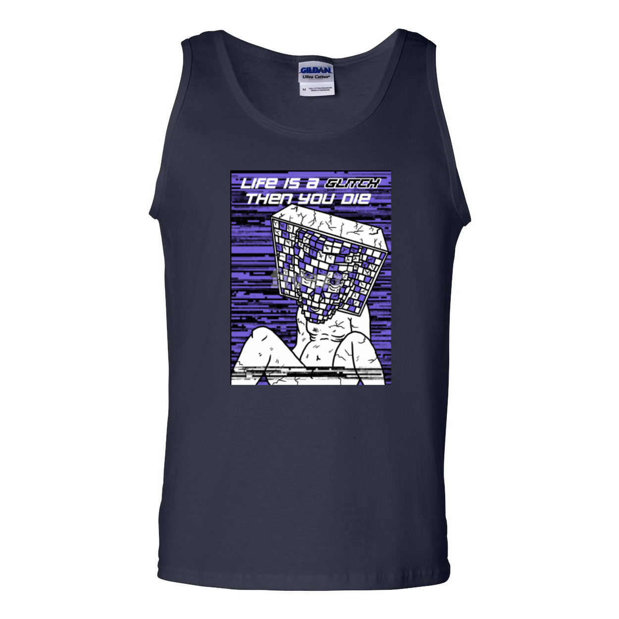 Men's Ultra Cotton Tank Top featuring the phrase 'Life Is A Glitch Then You Die' in a stylish design.