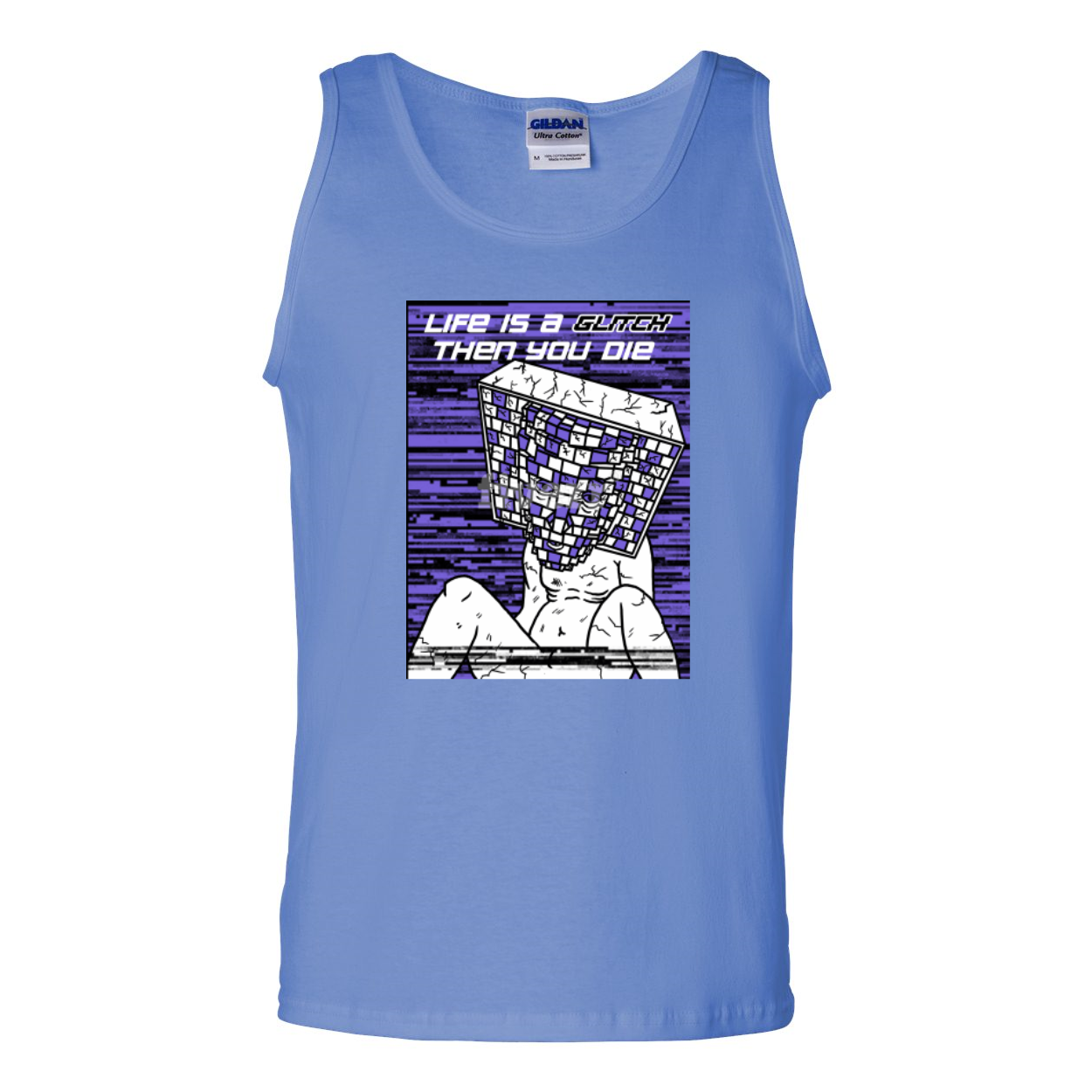 Men's Ultra Cotton Tank Top featuring the phrase 'Life Is A Glitch Then You Die' in a stylish design.