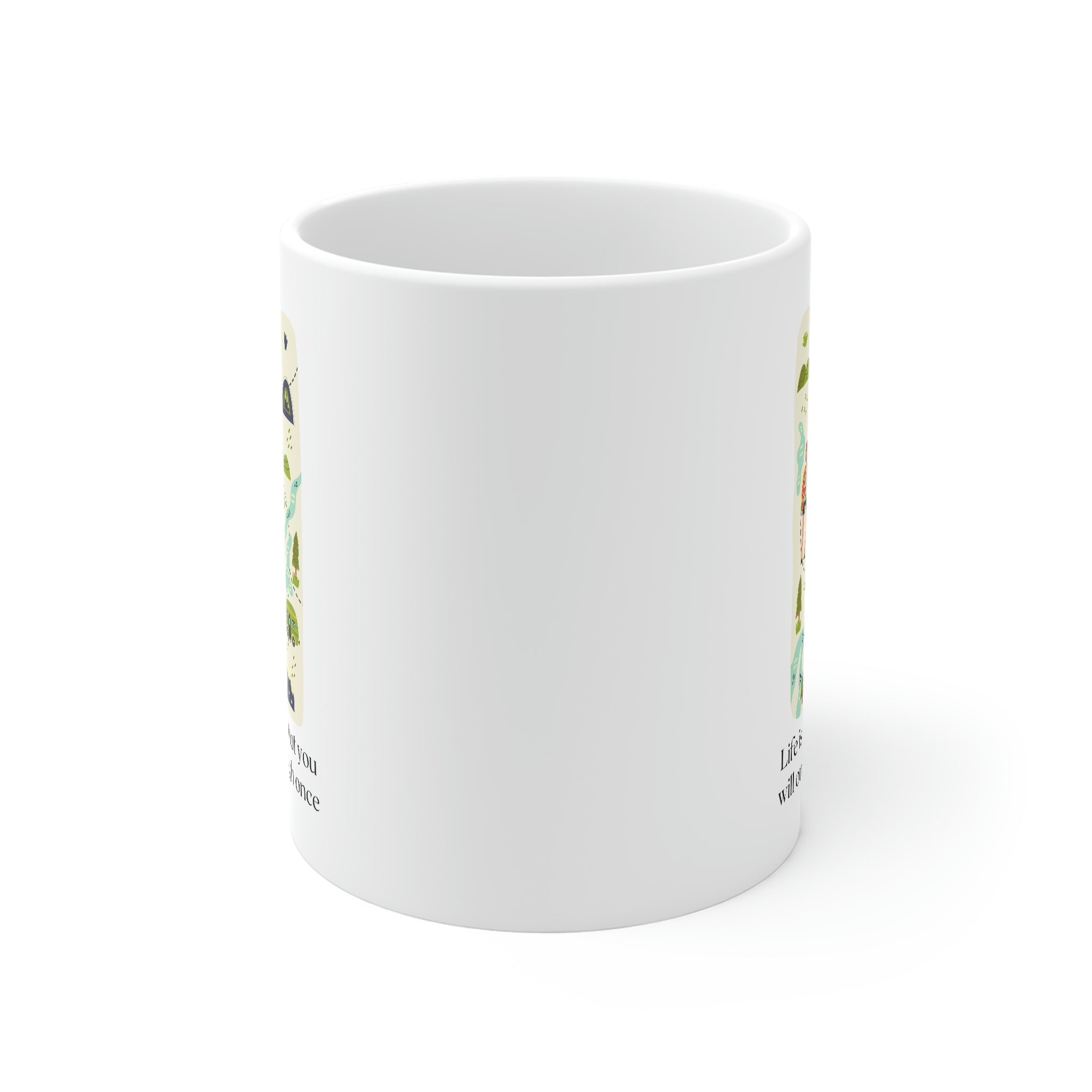 Life is a Journey Coffee Tea Mug, white ceramic with rounded corners, perfect for coffee, tea, or hot chocolate.