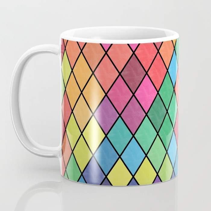 Lovely Geometric Pattern XI Mug featuring vibrant geometric designs, large handle, and premium ceramic material, perfect for hot or cold beverages.