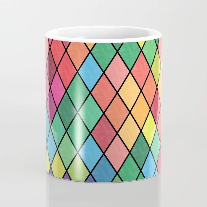 Lovely Geometric Pattern XI Mug featuring vibrant geometric designs, large handle, and premium ceramic material, perfect for hot or cold beverages.