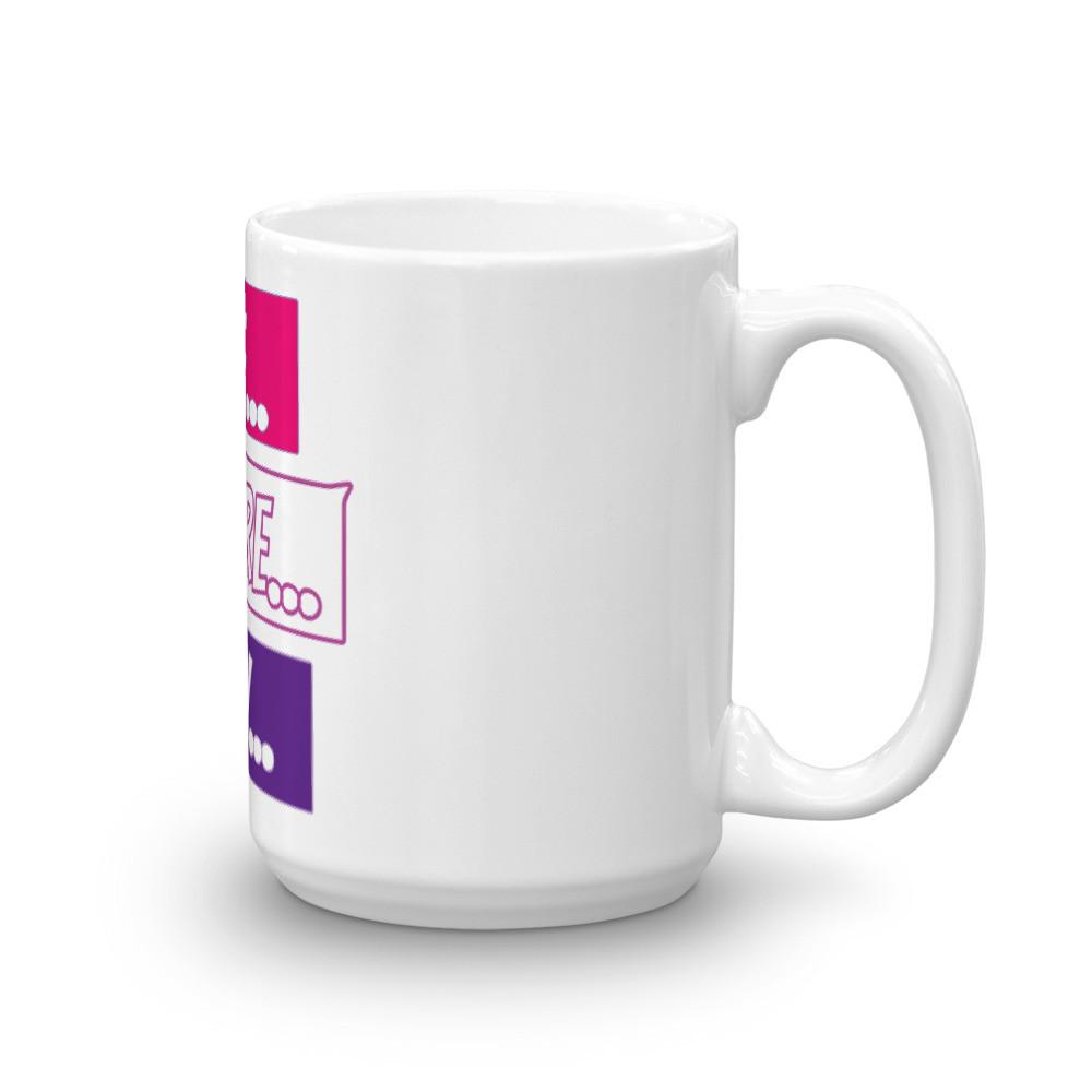 A sturdy white ceramic mug with a glossy finish, perfect for hot beverages, featuring a comfortable handle.