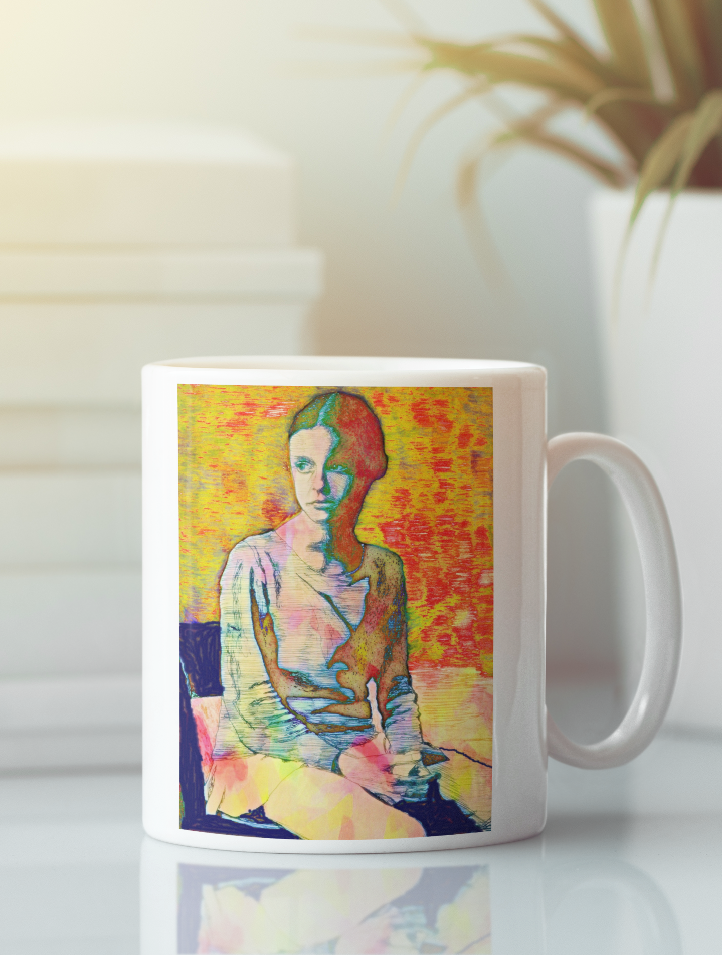 Mary Jane Adolescent Female Pop Art Canvas Print featuring a young girl in a chair with vibrant colors and bold design.