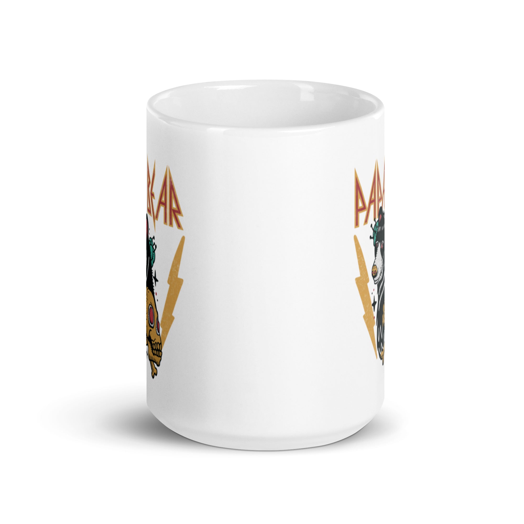 Papa Bear Rocker Mug in glossy ceramic with vivid print, available in two sizes.