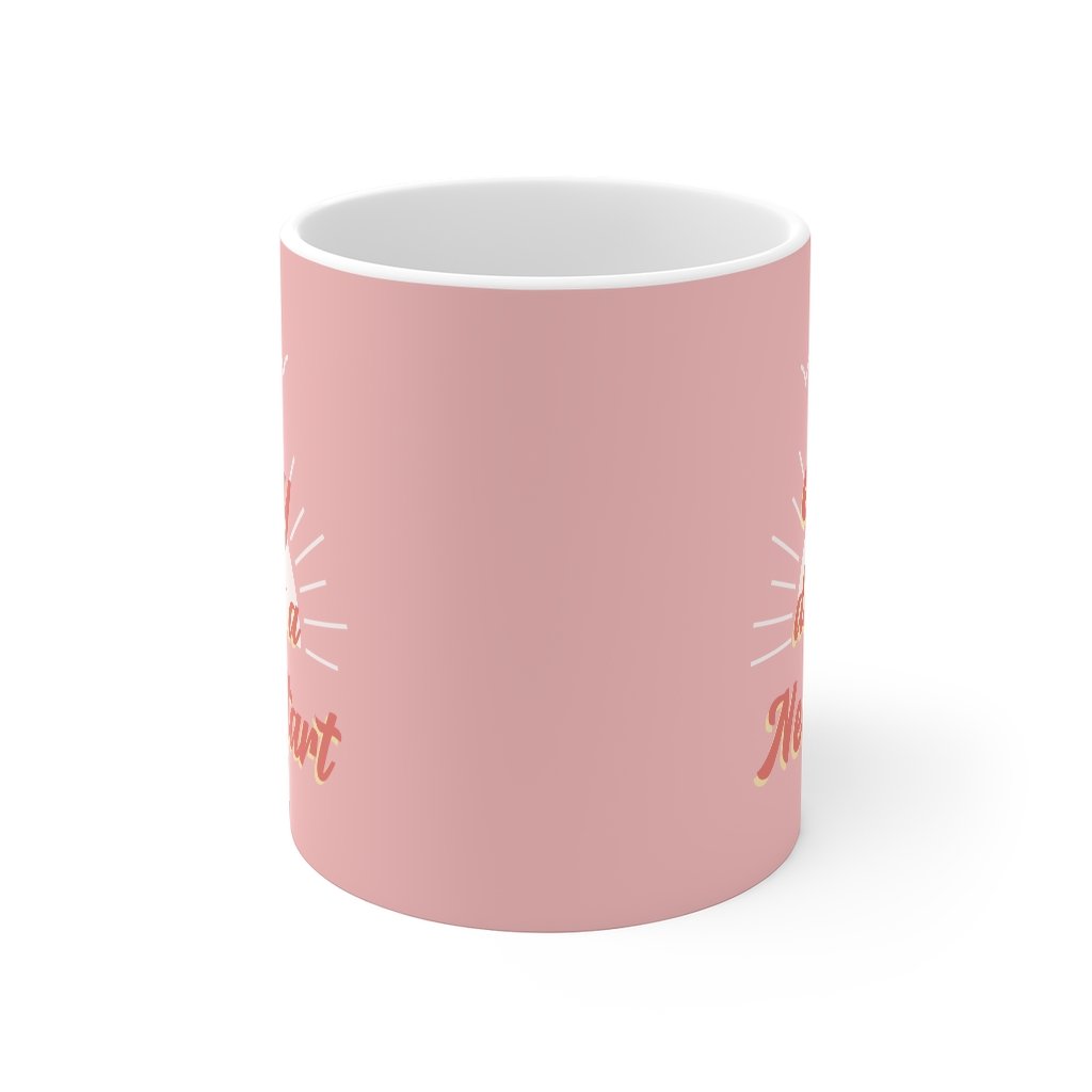 A pink ceramic mug with the phrase 'Everyday Is A New Start' printed on it, featuring rounded corners and a comfortable C-Handle.