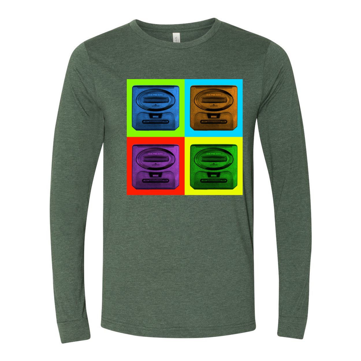 Sega Genesis Long Sleeve Men's Jersey Tee in various colors, showcasing its soft fabric and stylish design.