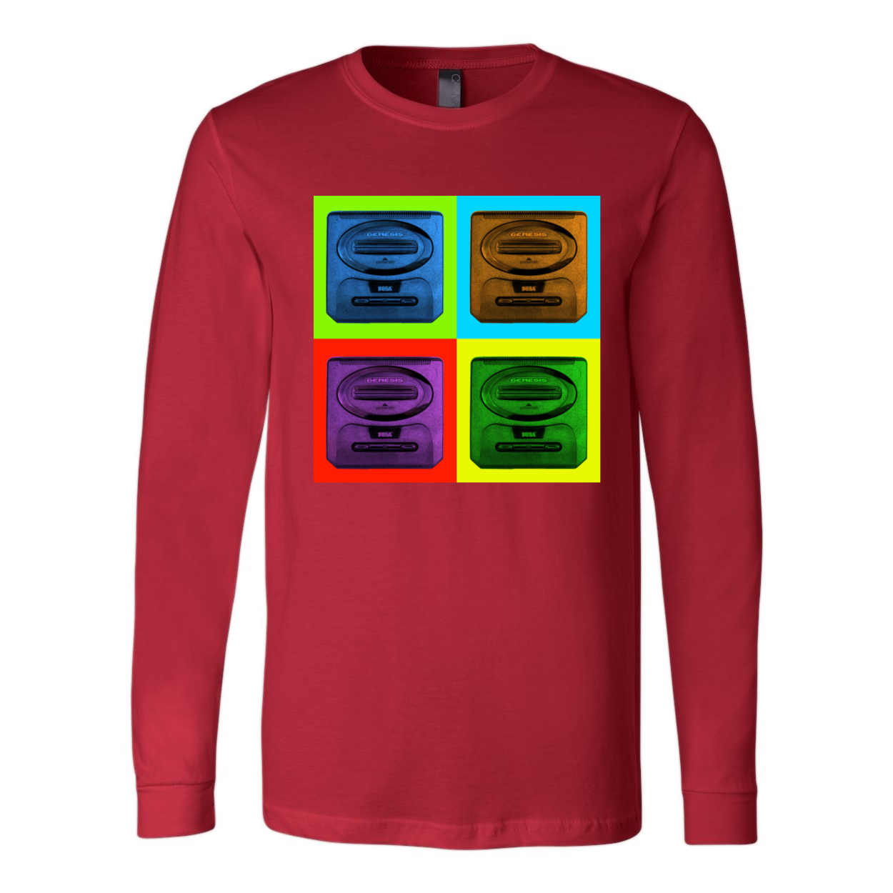 Sega Genesis Long Sleeve Men's Jersey Tee in various colors, showcasing its soft fabric and stylish design.