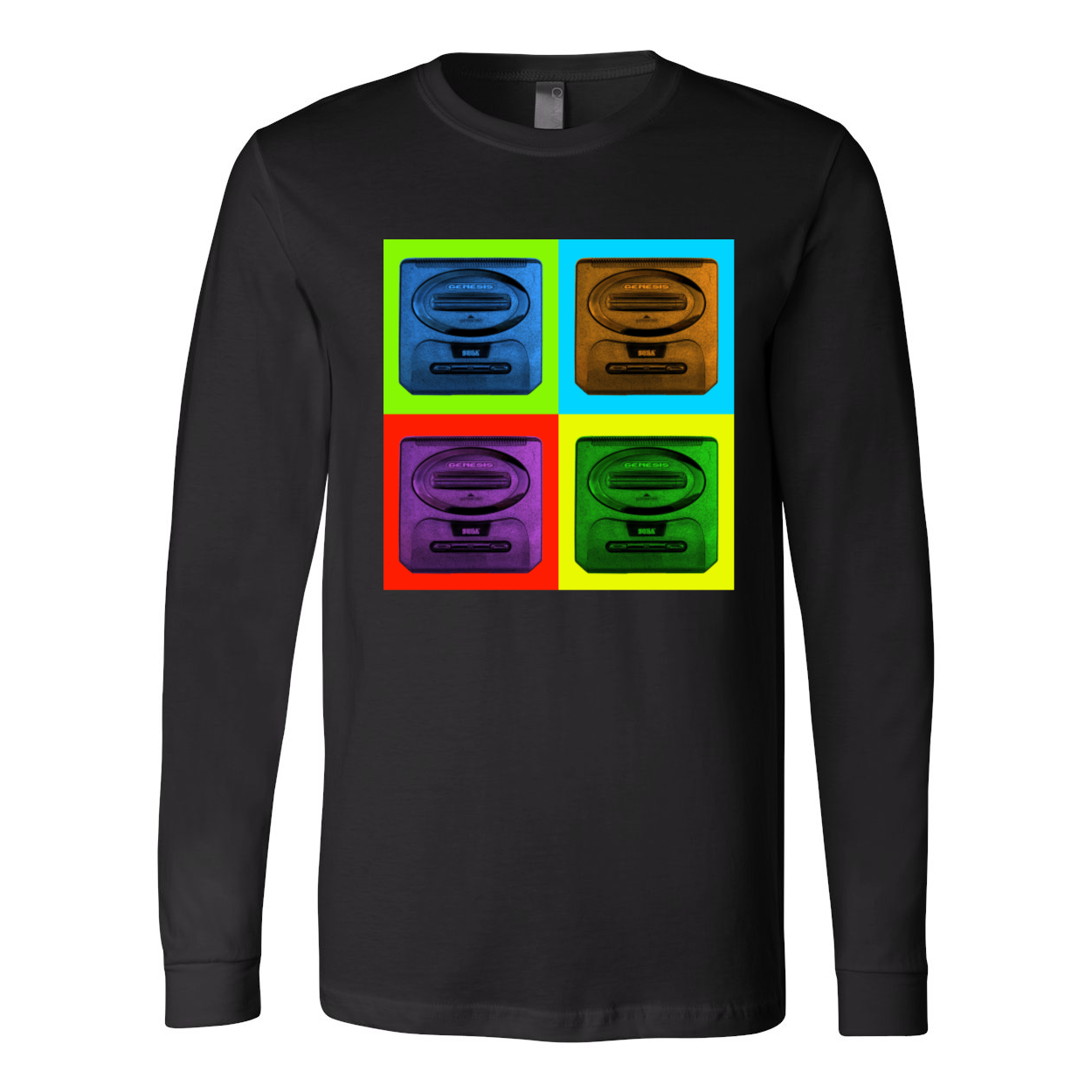 Sega Genesis Long Sleeve Men's Jersey Tee in various colors, showcasing its soft fabric and stylish design.