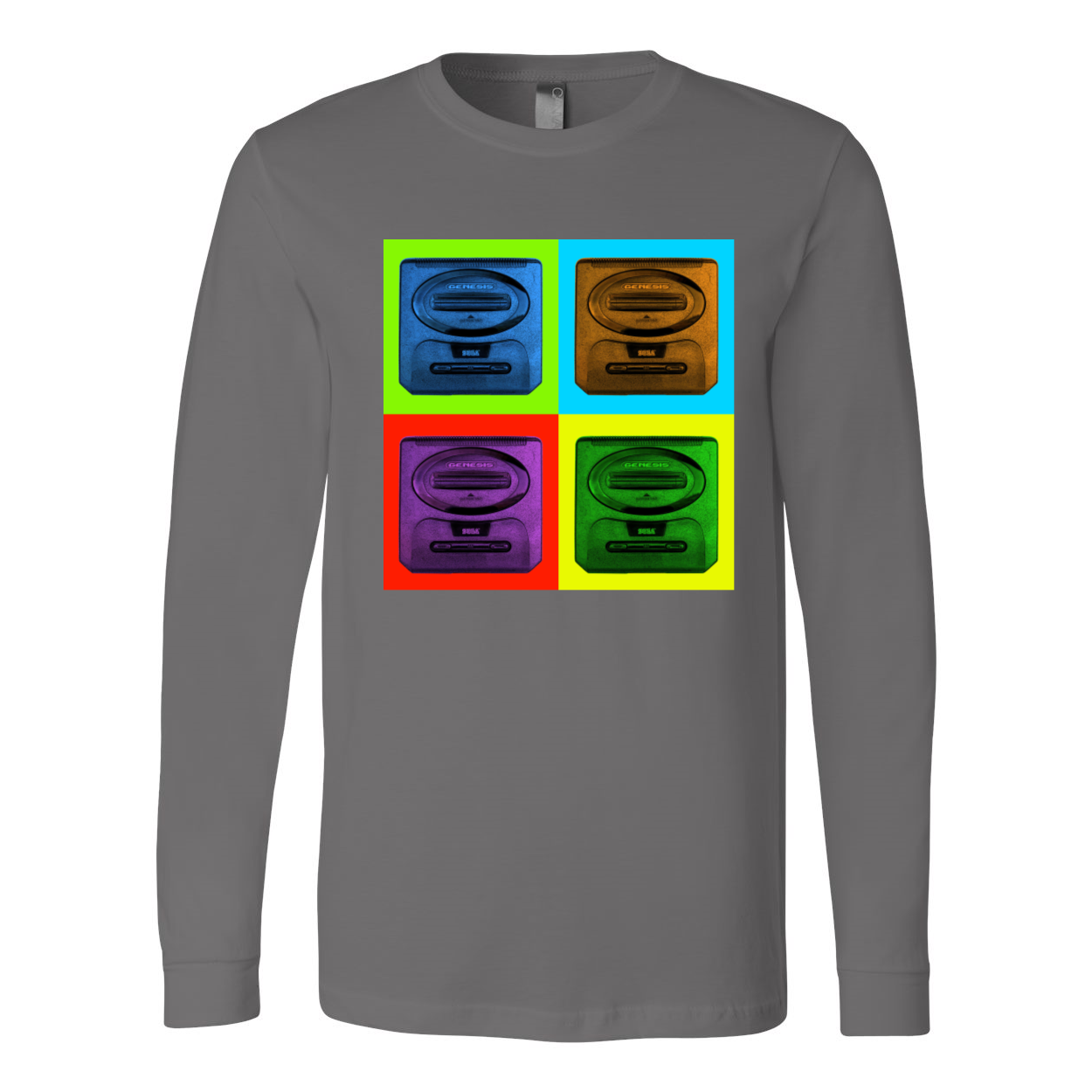 Sega Genesis Long Sleeve Men's Jersey Tee in various colors, showcasing its soft fabric and stylish design.