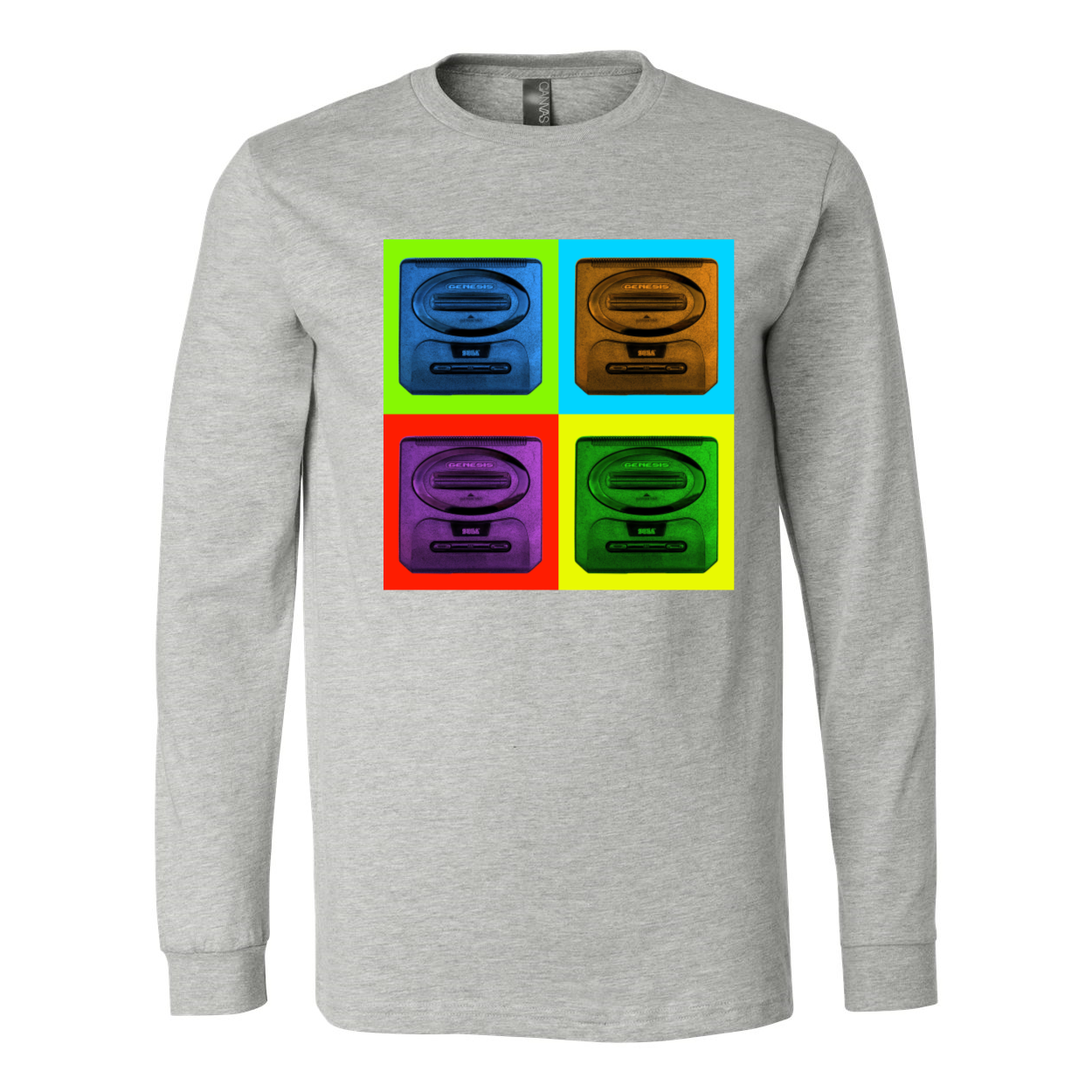 Sega Genesis Long Sleeve Men's Jersey Tee in various colors, showcasing its soft fabric and stylish design.