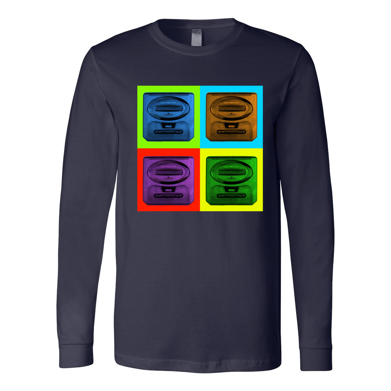 Sega Genesis Long Sleeve Men's Jersey Tee in various colors, showcasing its soft fabric and stylish design.