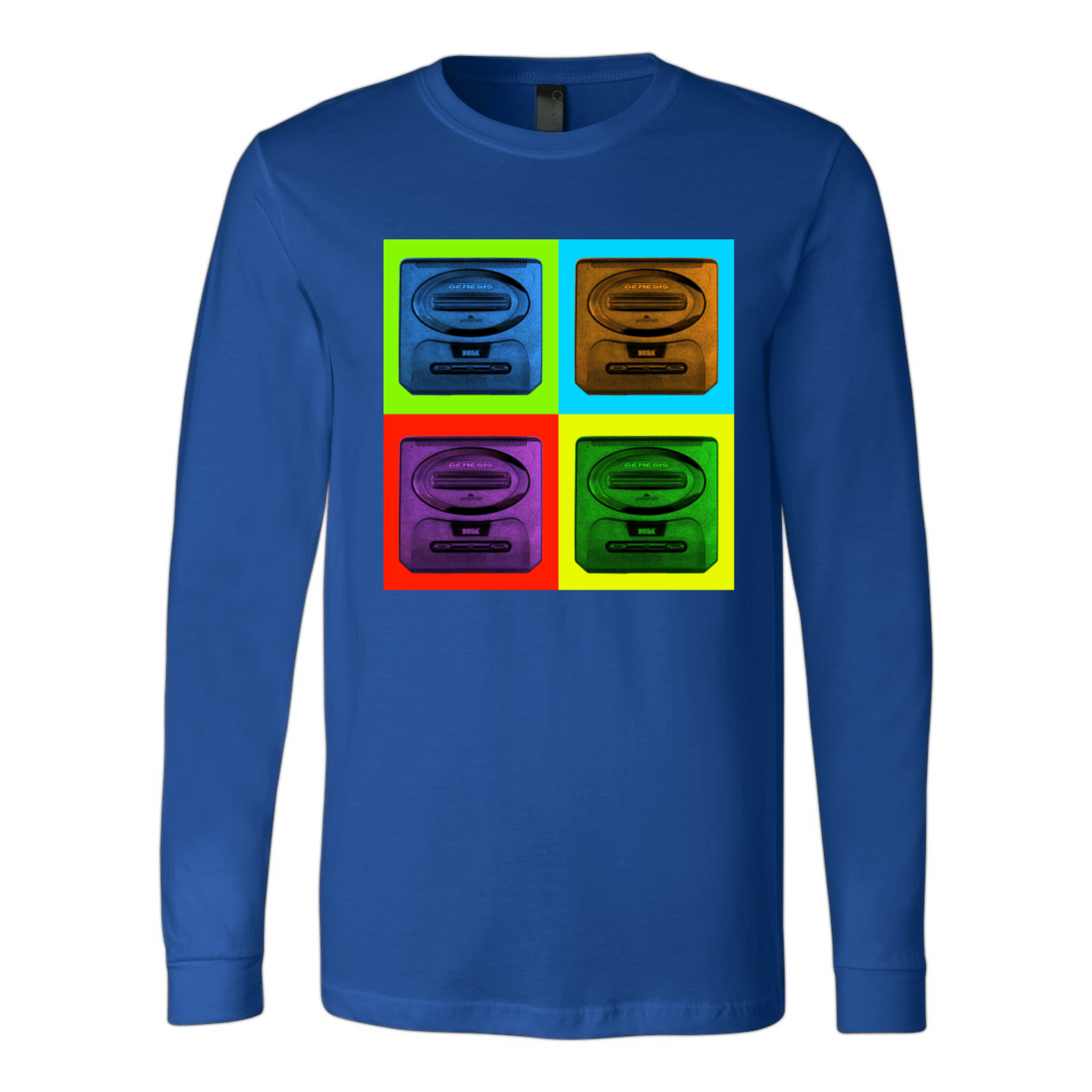 Sega Genesis Long Sleeve Men's Jersey Tee in various colors, showcasing its soft fabric and stylish design.