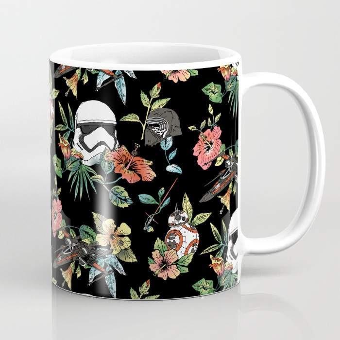 A vibrant 15-ounce ceramic mug featuring wrap-around floral art and a large handle, perfect for hot or cold beverages.