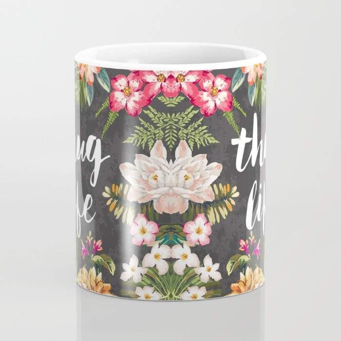 Floral pattern ceramic coffee mug