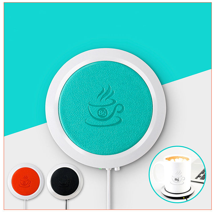 USB powered cup warmer mat pad for keeping beverages warm, featuring a modern design and available in multiple colors.