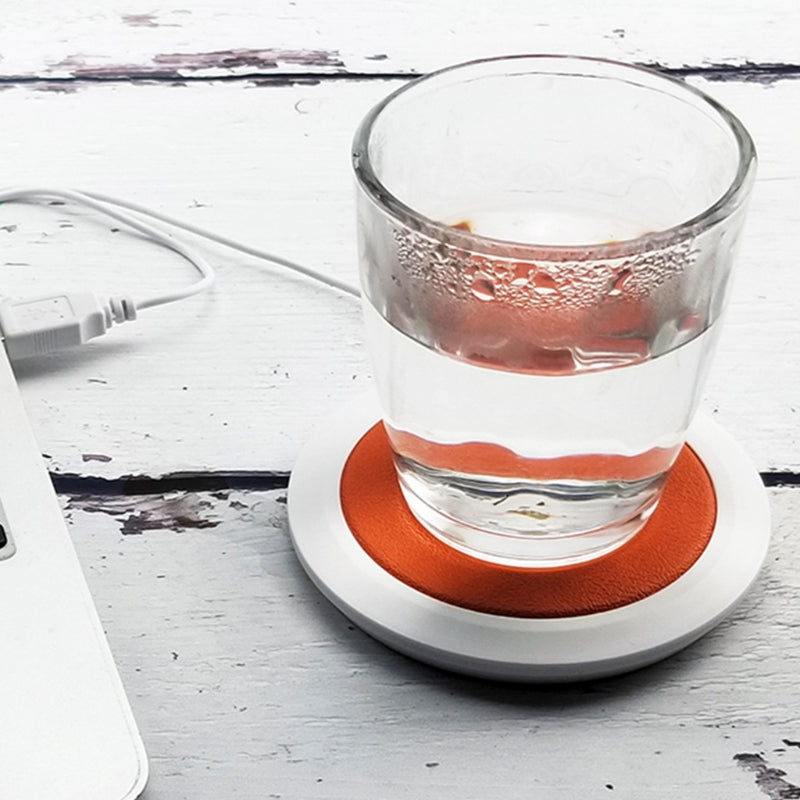 USB powered cup warmer mat pad for keeping beverages warm, featuring a modern design and available in multiple colors.