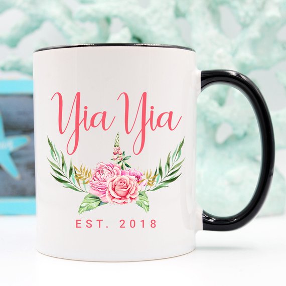 Yia Yia coffee mug featuring a beautiful design, crafted from high-grade ceramic, perfect for grandmothers.