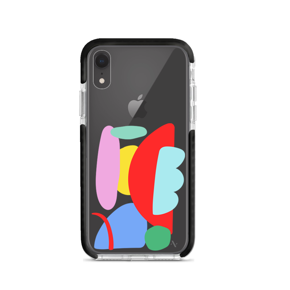 Abstract iPhone XR Clear Case showcasing artistic design and slim profile, providing protection and style.