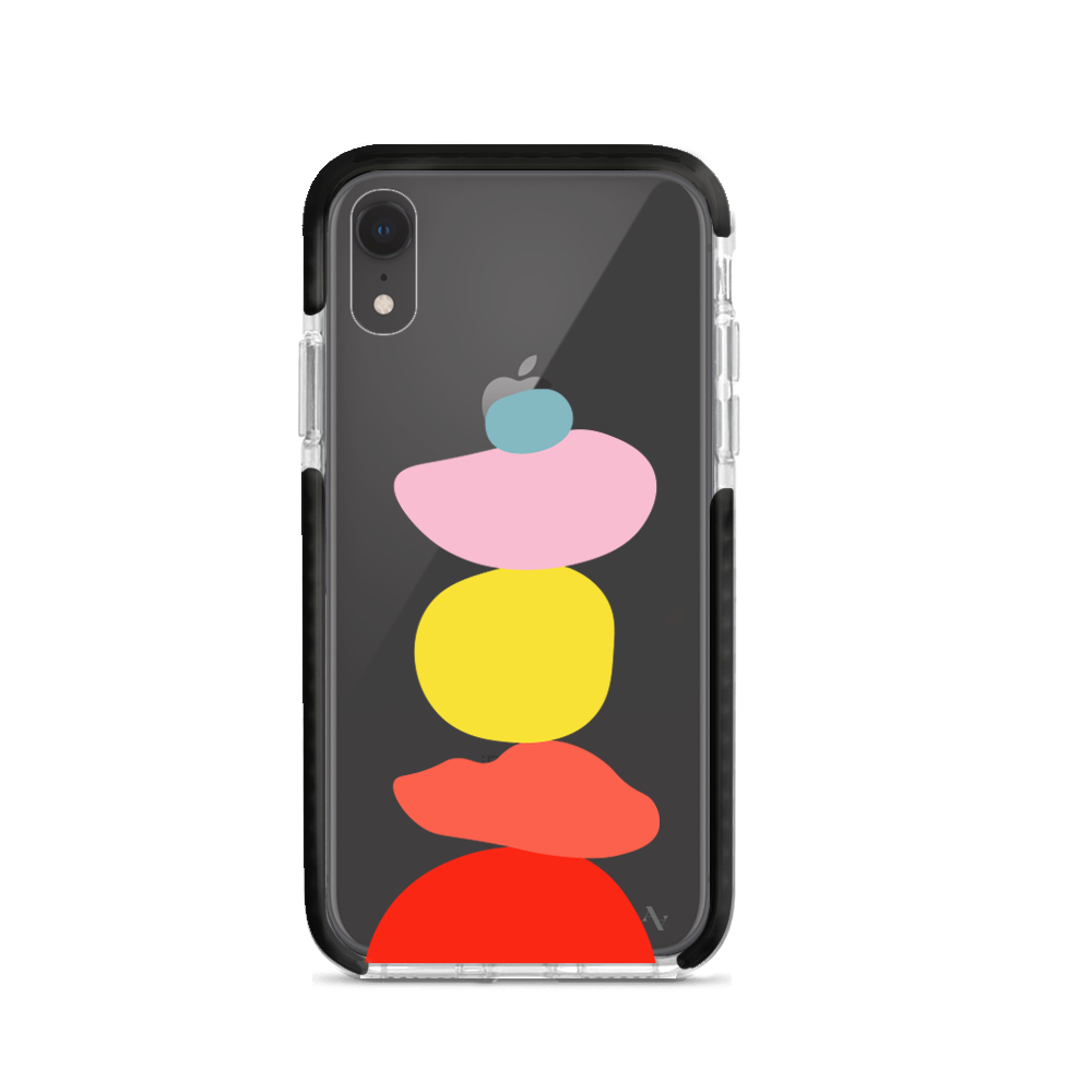 Abstract iPhone XR Clear Case showcasing artistic design and slim profile, providing protection and style.