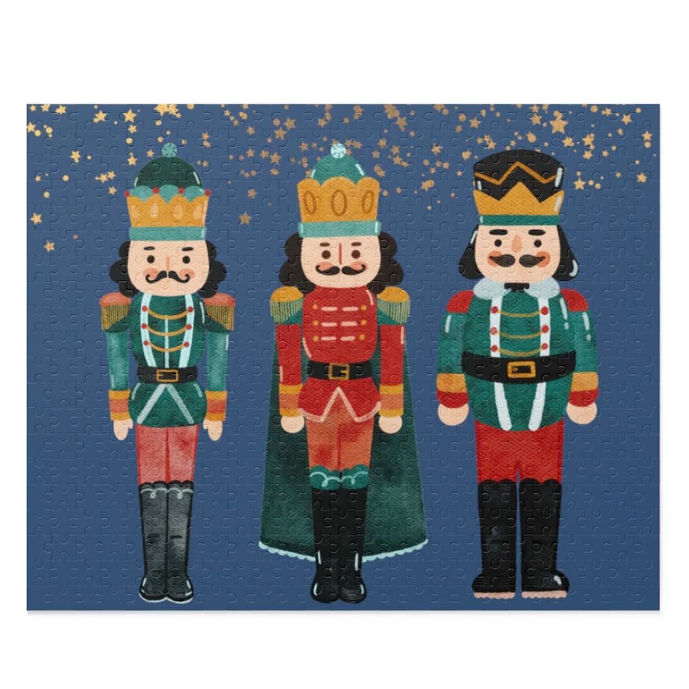 A colorful Christmas Nutcracker Jigsaw Puzzle with 500 pieces, showcasing a festive nutcracker design in a gift-ready box.