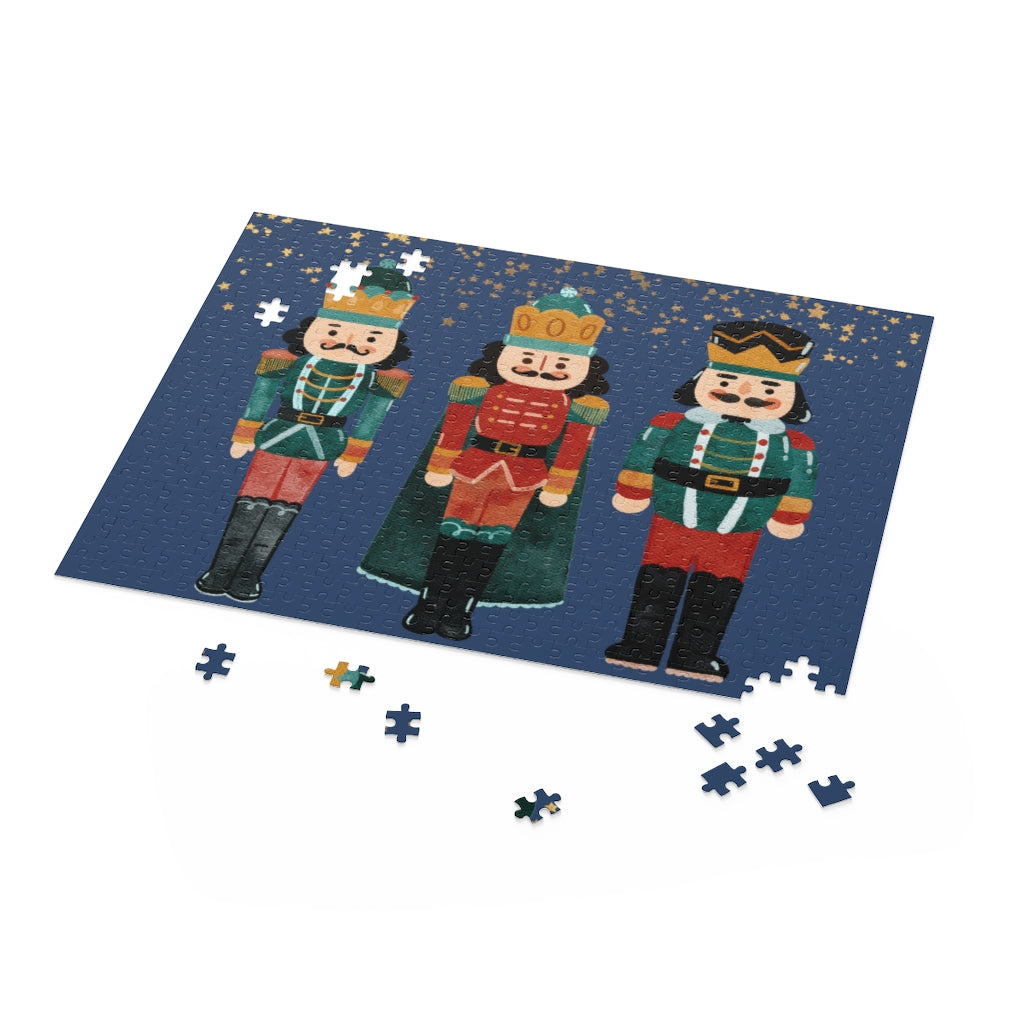 A colorful Christmas Nutcracker Jigsaw Puzzle with 500 pieces, showcasing a festive nutcracker design in a gift-ready box.