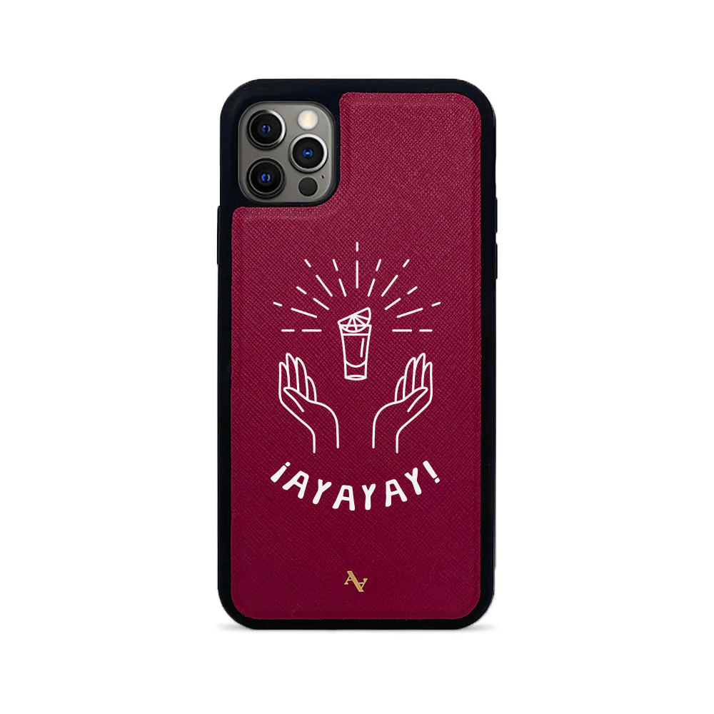 Cielito Lindo iPhone 12 Pro Max leather case in saffiano leather with customizable monogram options.