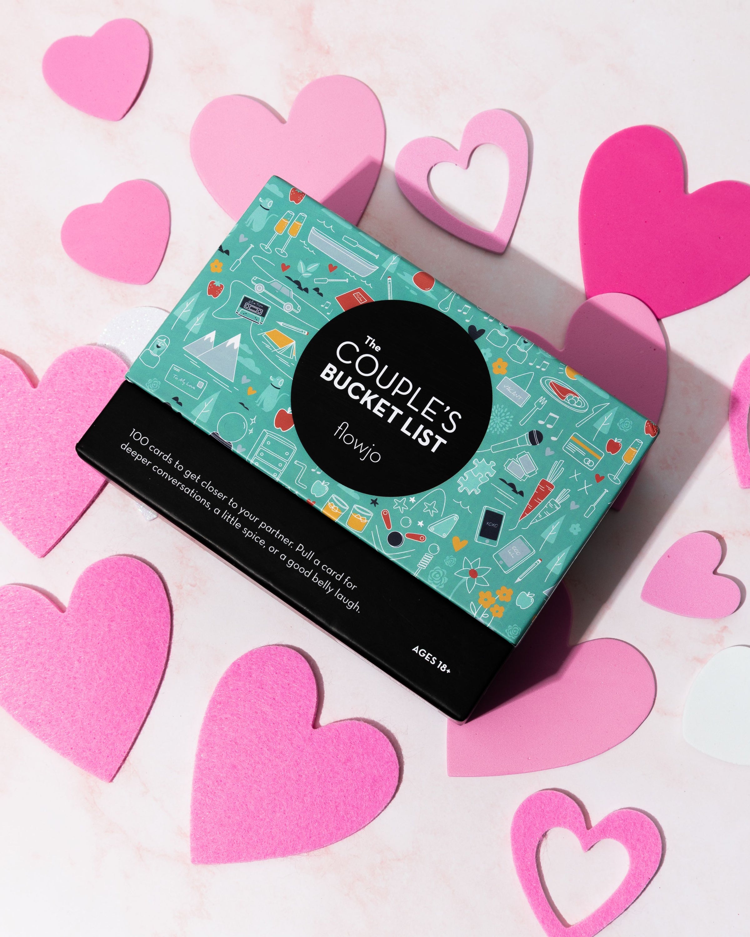 Couples Bucket List game box with 100 date night idea cards, beautifully designed for couples to create lasting memories together.