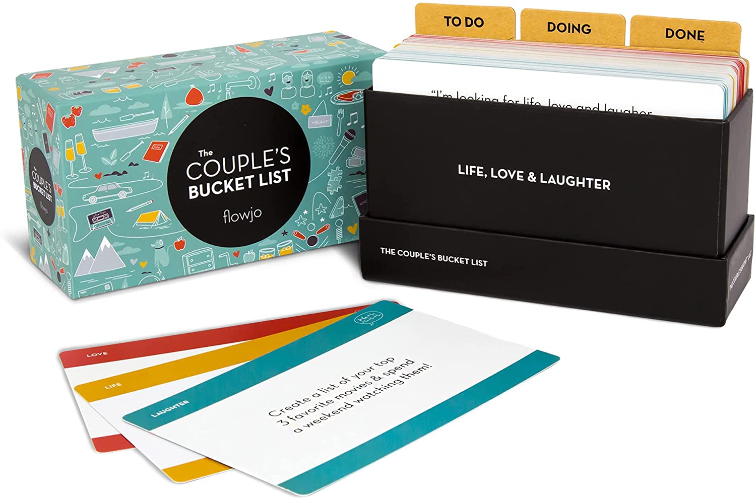 Couples Bucket List game box with 100 date night idea cards, beautifully designed for couples to create lasting memories together.