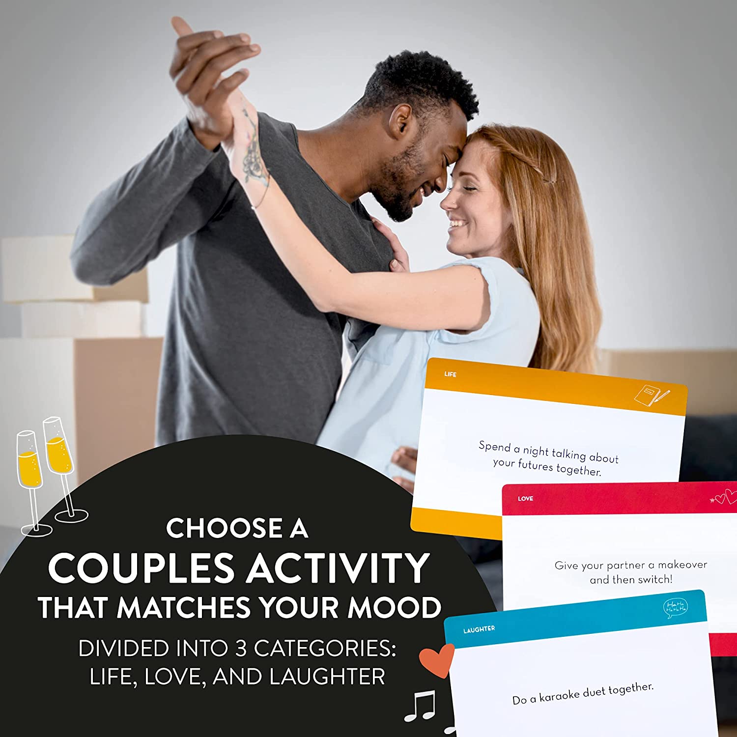 Couples Bucket List game box with 100 date night idea cards, beautifully designed for couples to create lasting memories together.