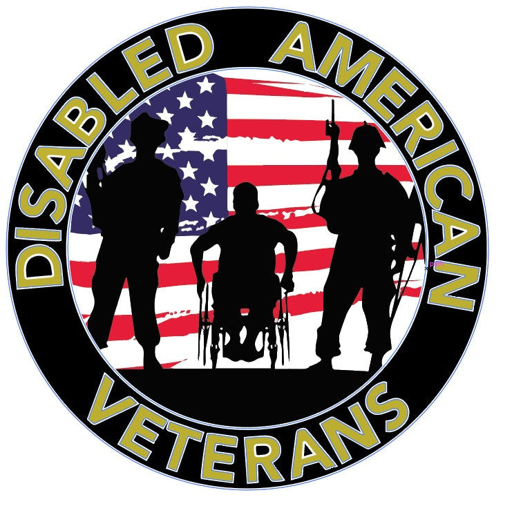 Disabled American Veterans Sticker for cars and trucks, featuring a patriotic design in premium vinyl.