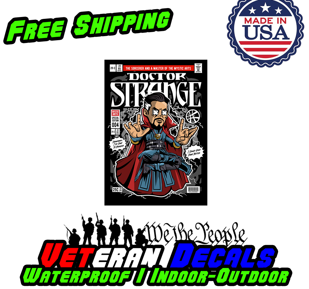 Doc Strange vinyl decal sticker featuring vibrant colors and intricate design, perfect for cars, walls, and various surfaces.