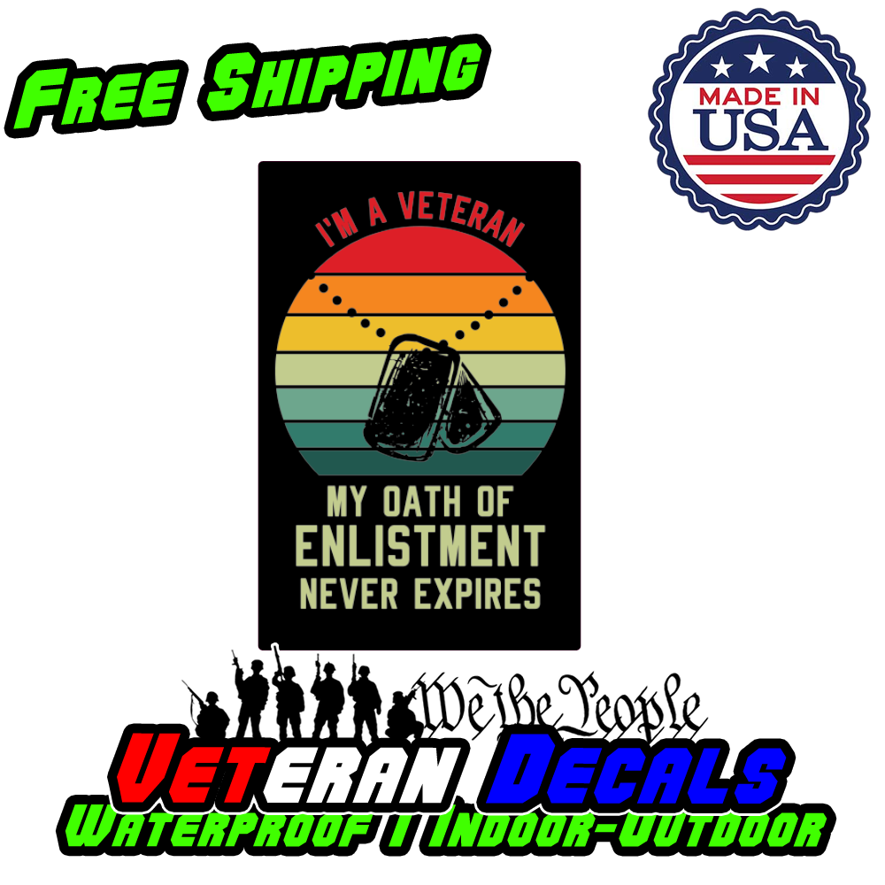 Enlistment Oath Veteran Military Decal Sticker for cars and trucks, showcasing military pride with a durable vinyl design.