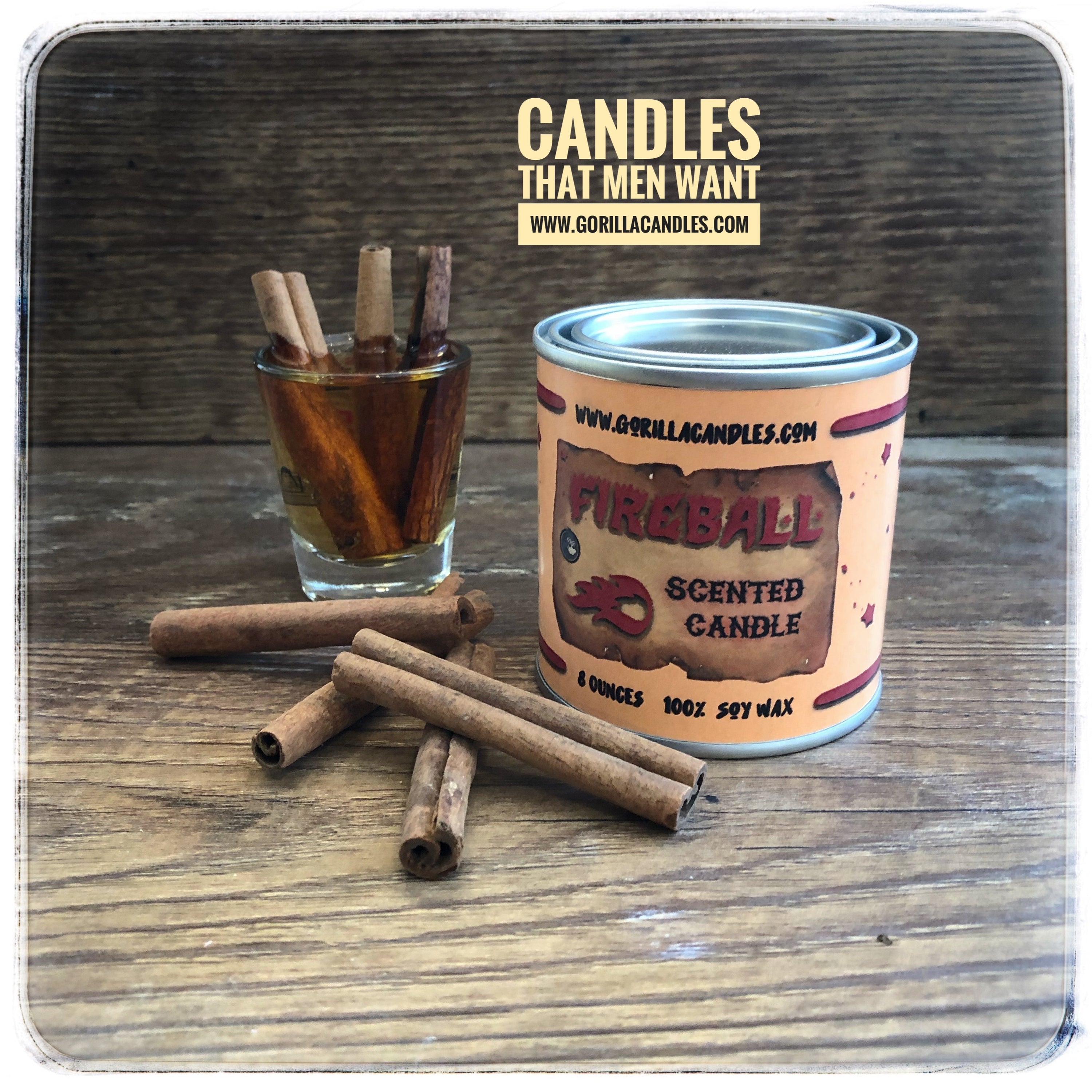 Fireball candle with a vibrant red color and a warm glow, emitting a hot cinnamon scent.