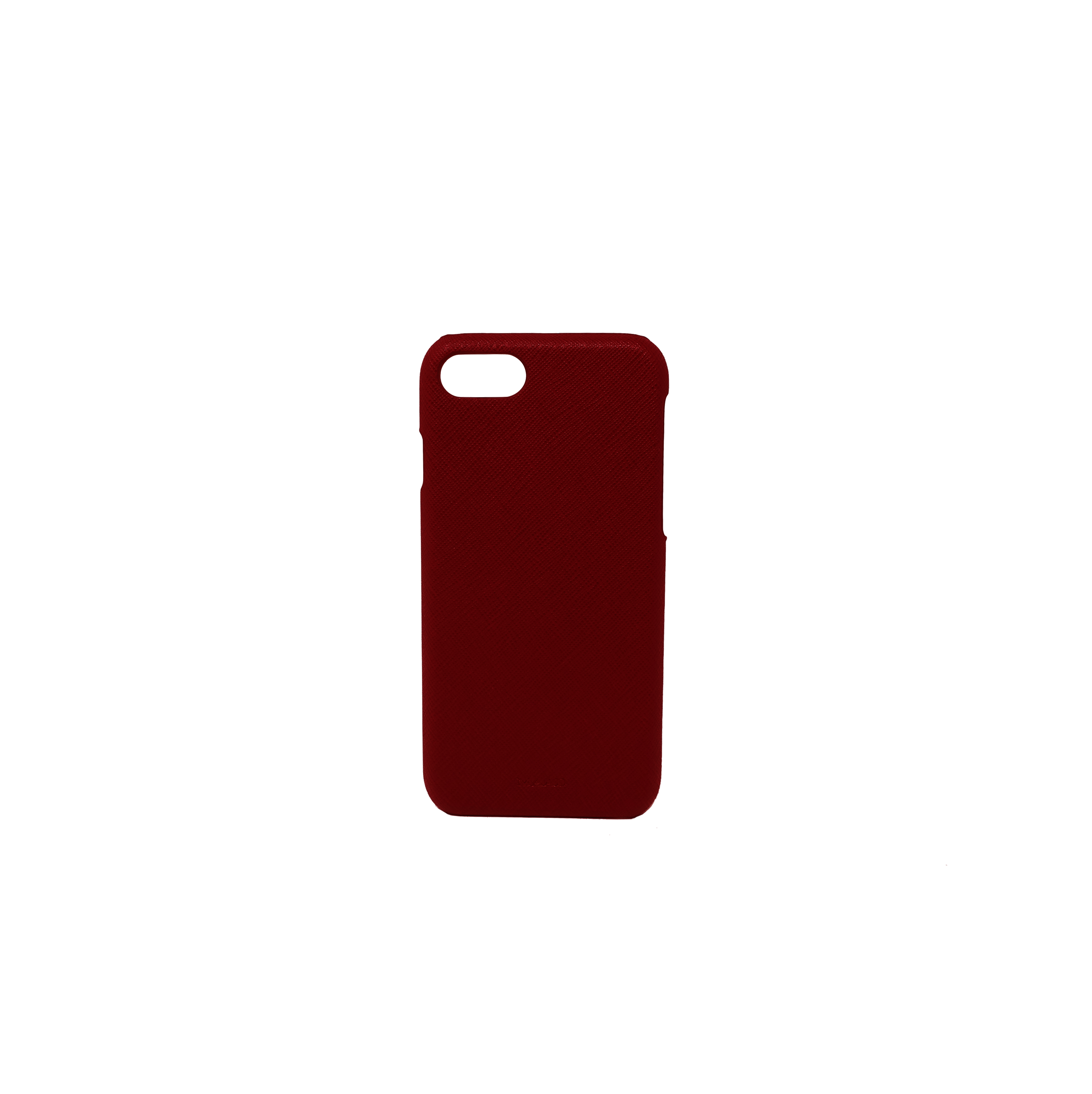 Red saffiano leather case for iPhone 7/8/SE, featuring a slim design and personalization options.