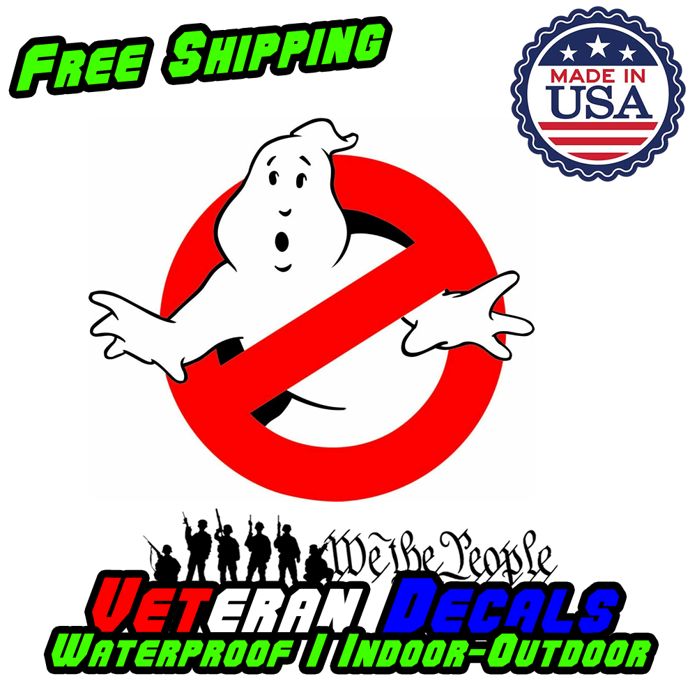 Ghostbusters logo vinyl decal sticker on a truck window, showcasing vibrant colors and high-quality design.