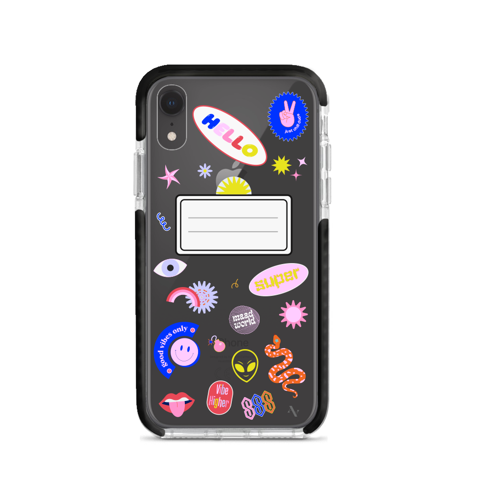 Good Times iPhone XR Clear Case showcasing personalized design and slim profile for protection.