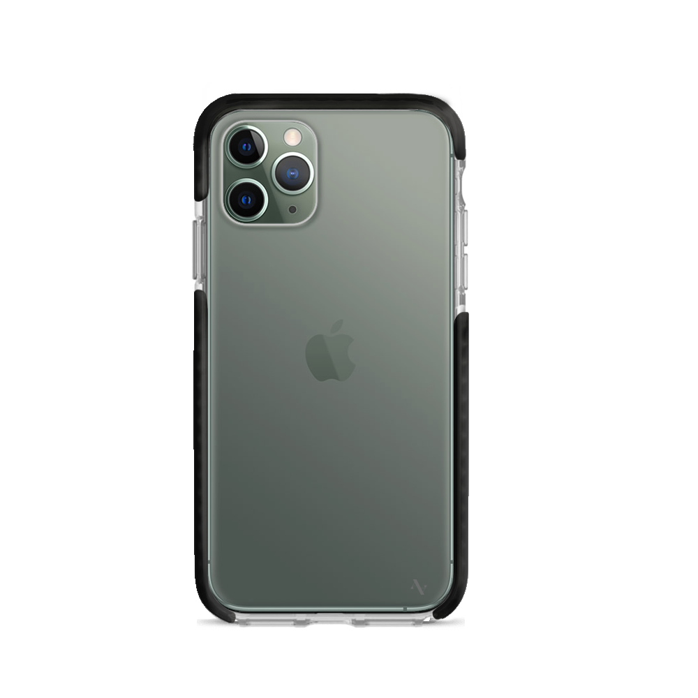 GOLF le MAAD Bump clear case for iPhone 11 Pro, showcasing its slim design and customizable features.