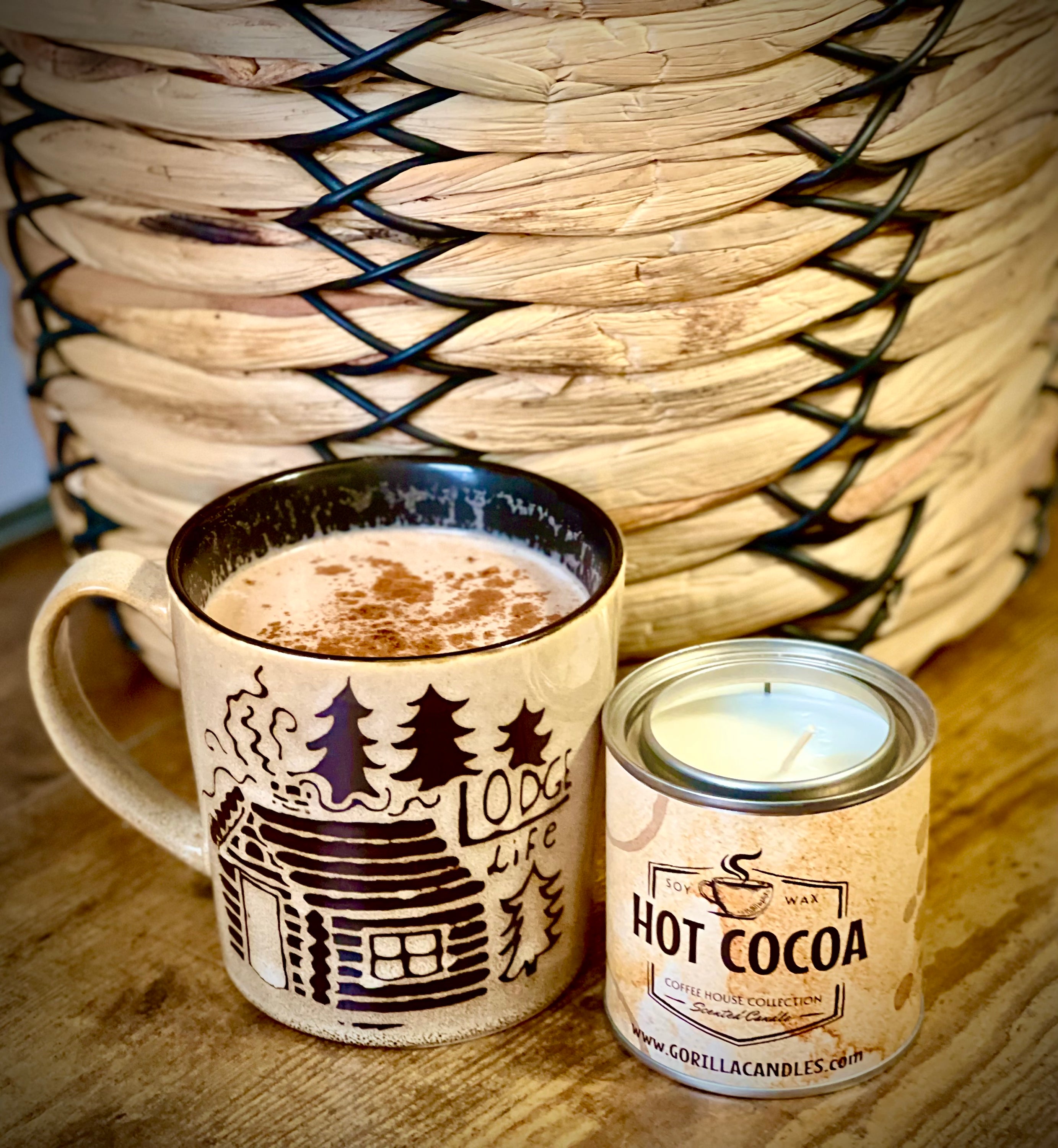 Hot Cocoa Scented Candle in a 1/2 pint paint can, showcasing its rich brown color and cozy design.