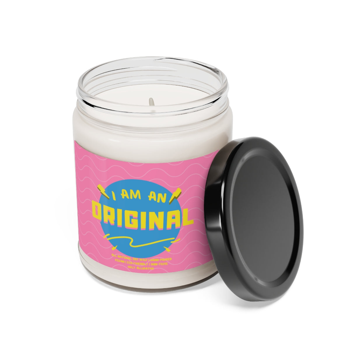 I Am An Original Soy Candle in a stylish 9oz glass jar, showcasing its elegant design and inviting aroma.