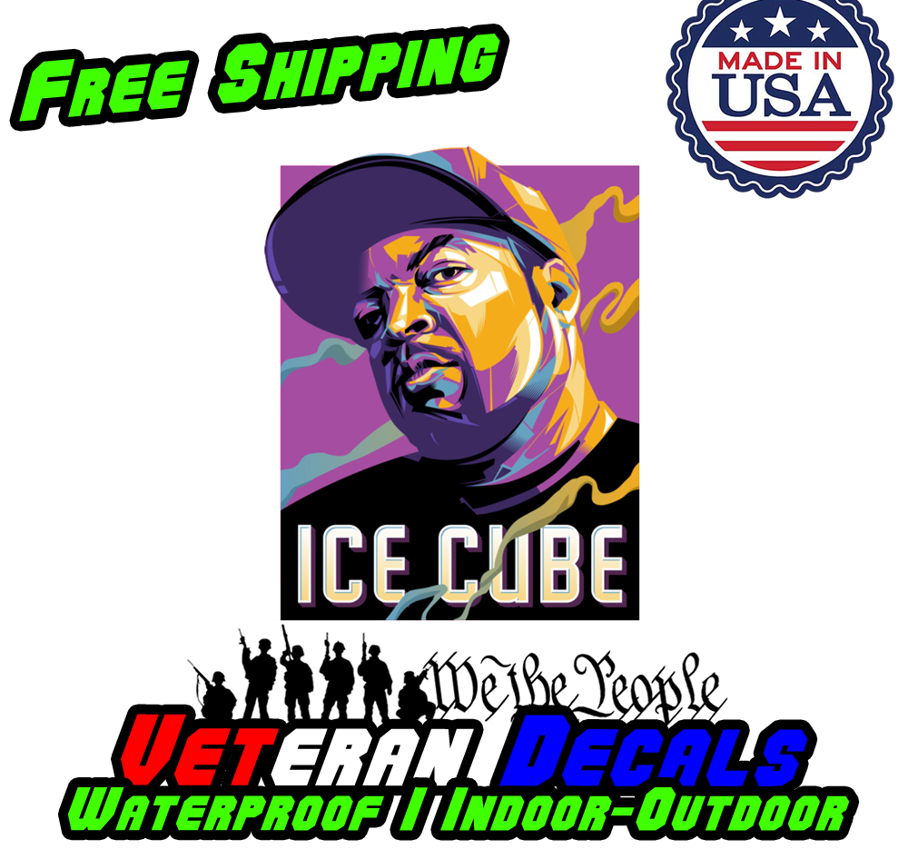 Ice Cube Art Series vinyl decal sticker featuring hip hop design, perfect for cars and trucks.