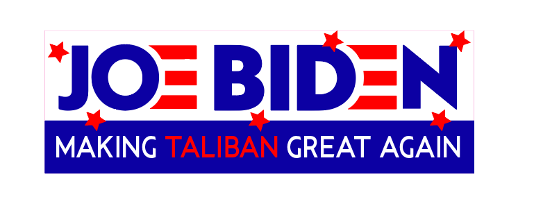 Joe Biden 'Making The Enemy Great Again' bumper sticker decal featuring Taliban theme, showcasing bold text and graphics.