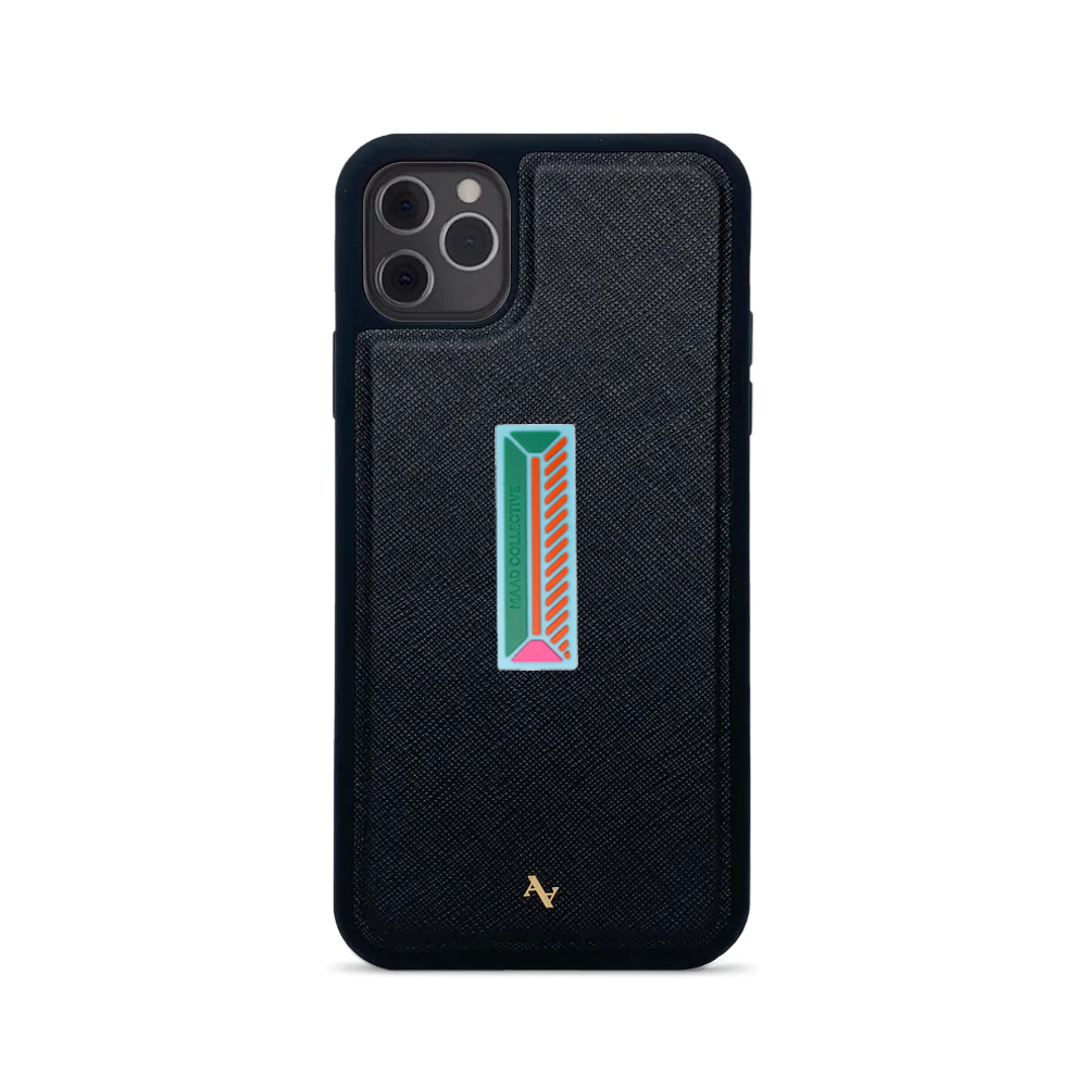 MAAD Stickers Alphabet for iPhone 11 Pro Max in black, showcasing customizable letters and eco-friendly design.