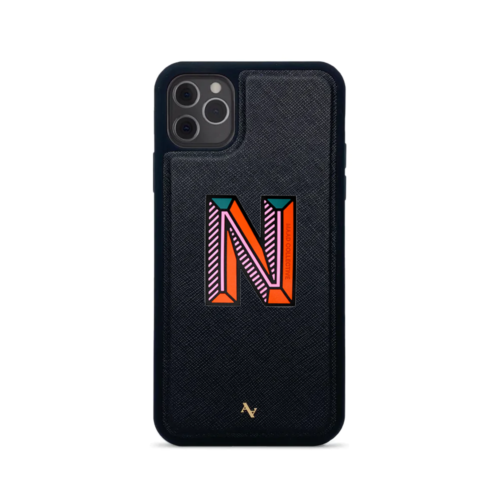 MAAD Stickers Alphabet for iPhone 11 Pro Max in black, showcasing customizable letters and eco-friendly design.