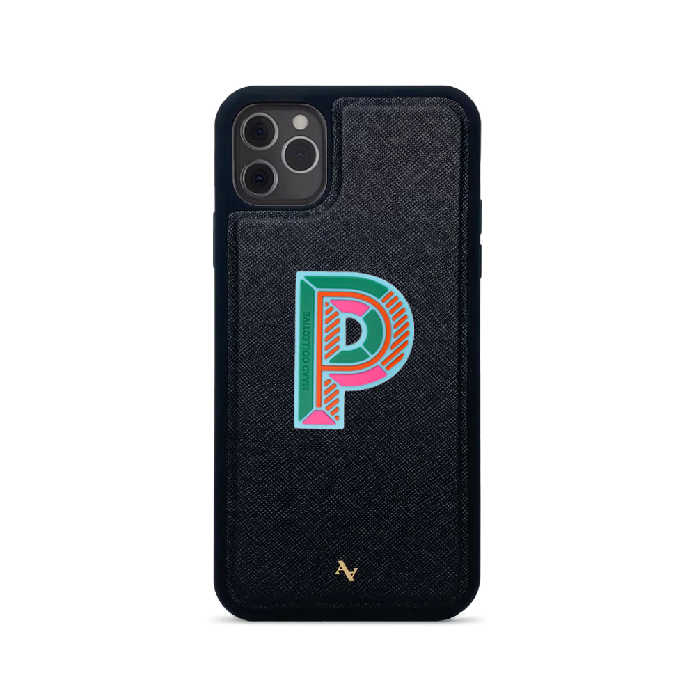 MAAD Stickers Alphabet for iPhone 11 Pro Max in black, showcasing customizable letters and eco-friendly design.