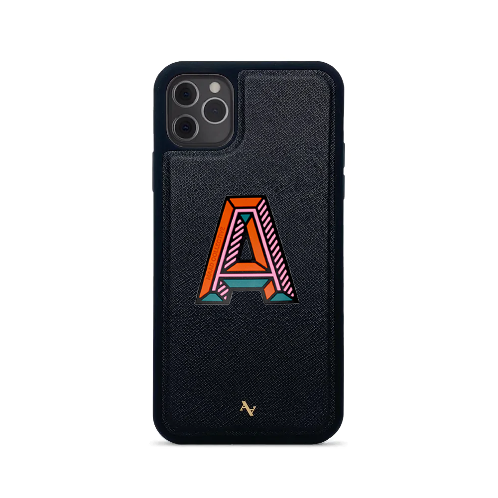 MAAD Stickers Alphabet for iPhone 11 Pro Max in black, showcasing customizable letters and eco-friendly design.