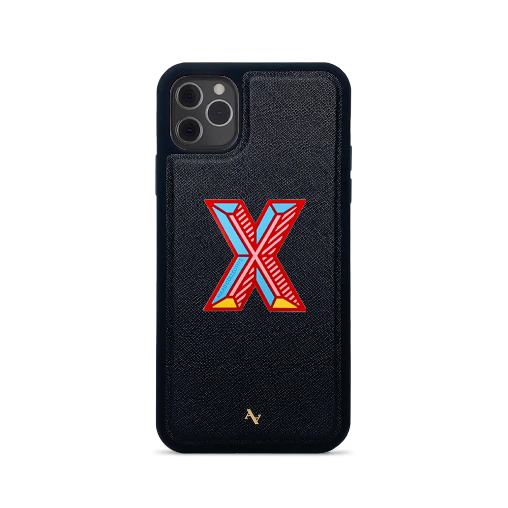 MAAD Stickers Alphabet for iPhone 11 Pro Max in black, showcasing customizable letters and eco-friendly design.