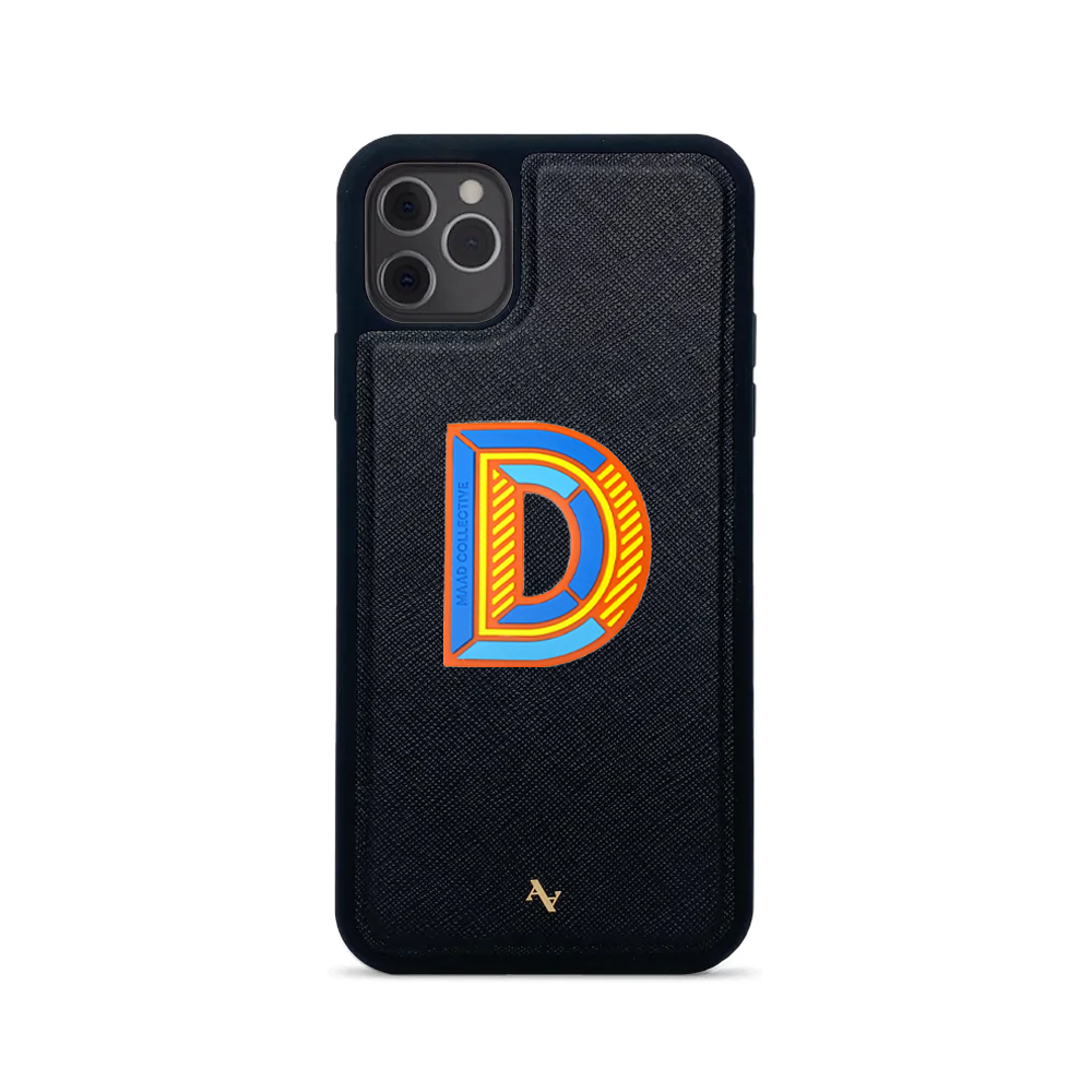 MAAD Stickers Alphabet for iPhone 11 Pro Max in black, showcasing customizable letters and eco-friendly design.